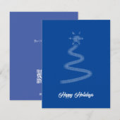 Artistieke Blauwe Sterren Straal Kerstboom Feestdagenkaart (Voorkant / Achterkant)