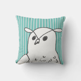 Artistieke Blauwe Strepen Leuke Uil Kussen