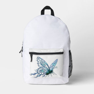 Artistieke Blauwe Vlinder Schets - Premium Mesh Tr Bedrukte Rugzak