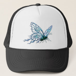 Artistieke Blauwe Vlinder Schets - Premium Trucker Pet