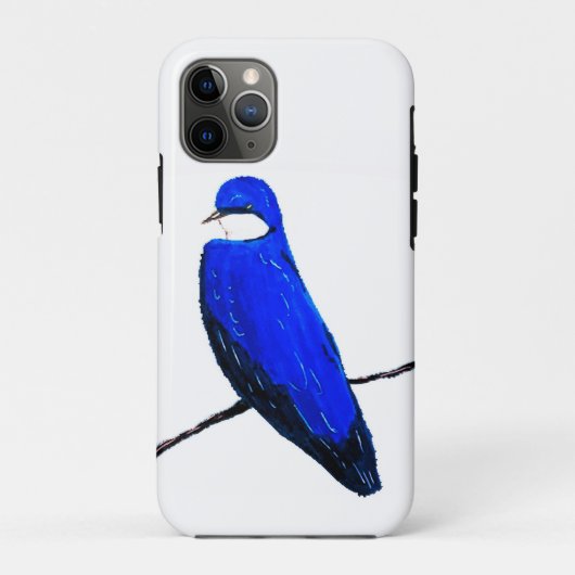 Artistieke Blauwe Vogelboom Zwaluw Case-Mate iPhone Case (Achterkant)
