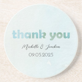 Artistieke Blauwe Waterverf Bloemenillustratie Zandsteen Onderzetter