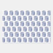 Artistieke Blauwe Witte Twig Kerstmis Inpakpapier Vel (Voorkant)