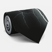 Artistieke bliksemschicht wit op zwart klassieker stropdas (Opgerold)
