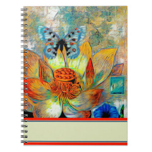 Artistieke bloem en vlinder notitieboek