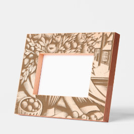 Artistieke bloemen bij het raam gegraveerde lijstjes