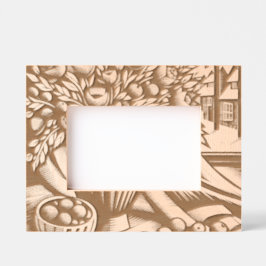 Artistieke bloemen bij het raam gegraveerde lijstjes