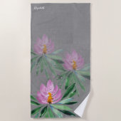 Artistieke bloemen in roze violette Waterverf kuns Strandlaken (Voorkant)