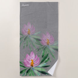 Artistieke bloemen in roze violette Waterverf kuns Strandlaken