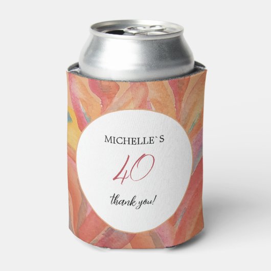 Artistieke Bloemen Veren Pastel Waterverf Blikjeskoeler (Blikje Voorkant)