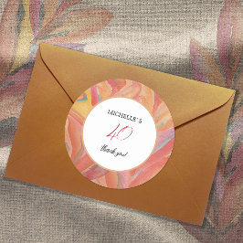 Artistieke Bloemen Veren Pastel Waterverf Ronde Sticker