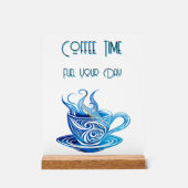 Artistieke Blue Coffee Cup met wervelende patronen Acryl Bord (Voorkant)