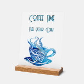 Artistieke Blue Coffee Cup met wervelende patronen Acryl Bord (Hoek)