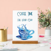 Artistieke Blue Coffee Cup met wervelende patronen Acryl Bord (Huwelijk)