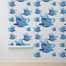 Artistieke Blue Coffee Cup met wervelende patronen