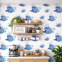Artistieke Blue Coffee Cup met wervelende patronen