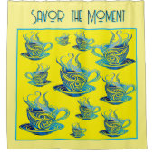 Artistieke Blue Coffee Cup met wervelende patronen Douchegordijn (Voorkant)