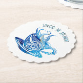 Artistieke Blue Coffee Cup met wervelende patronen Kartonnen Onderzetters (Gekanteld)