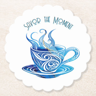 Artistieke Blue Coffee Cup met wervelende patronen Kartonnen Onderzetters