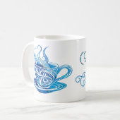 Artistieke Blue Coffee Cup met wervelende patronen Koffiemok (Voorkant links)