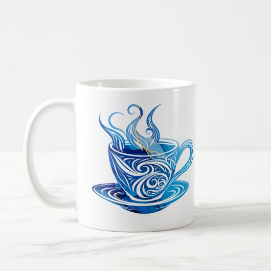 Artistieke Blue Coffee Cup met wervelende patronen Koffiemok (Links)