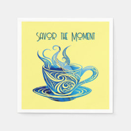 Artistieke Blue Coffee Cup met wervelende patronen Servet