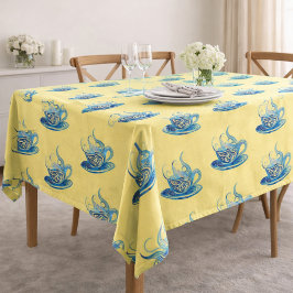 Artistieke Blue Coffee Cup met wervelende patronen Tafelkleed