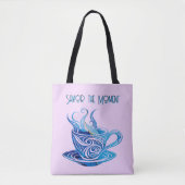 Artistieke Blue Coffee Cup met wervelende patronen Tote Bag (Voorkant)