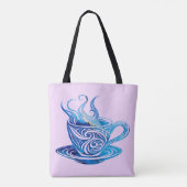 Artistieke Blue Coffee Cup met wervelende patronen Tote Bag (Achterkant)