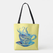 Artistieke Blue Coffee Cup met wervelende patronen Tote Bag (Achterkant)