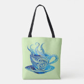 Artistieke Blue Coffee Cup met wervelende patronen Tote Bag (Achterkant)