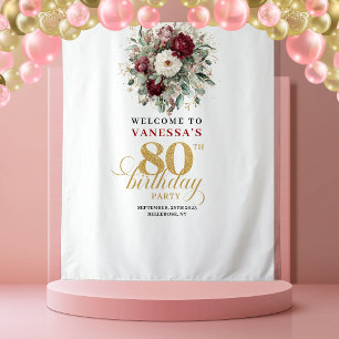 Artistieke Blush Bloem 80e Verjaardag Wandkleed
