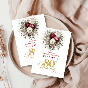 Artistieke Blush Burgundy 80e Verjaardag Bedankt