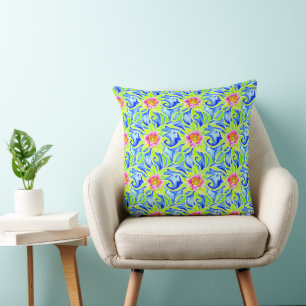Artistieke Boheemse Bloemen Levendige Waterverf Kussen