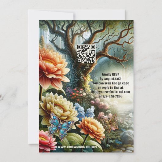 Artistieke Boheemse Bloemen Twin Garden Verjaardag Kaart (Achterkant)