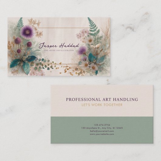 Artistieke Boheemse Wildflower Folk Art Visitekaartje (Voorkant / Achterkant)