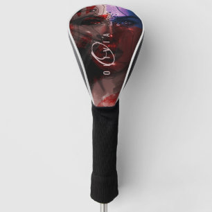 Artistieke Bohemian Woman Face Portret Monogram Golfheadcover