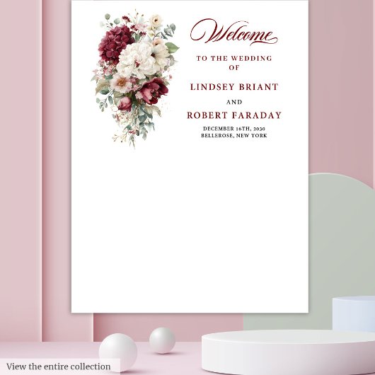 Artistieke Boho Bourgondië Witte bruiloft Foto Pro Wandkleed