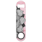 Artistieke Boho Hand Drawn Mandala op Roze Tie Dye Speed Flessenopener (Achterkant)