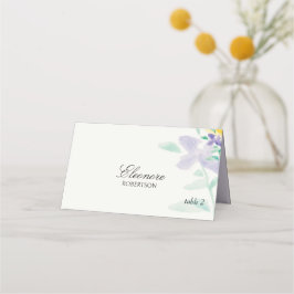 Artistieke Boho Lila Bloemen Waterverf Monogram Plaatskaartje
