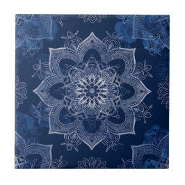 Artistieke Boho Navy Blue Mandala Tegeltje