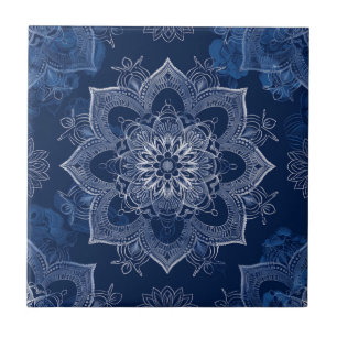 Artistieke Boho Navy Blue Mandala Tegeltje