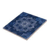 Artistieke Boho Navy Blue Mandala Tegeltje (Zijkant)