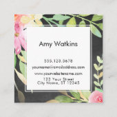 Artistieke Boho Waterverf Flowers Chalkboard Terug Vierkante Visitekaartje (Achterkant)