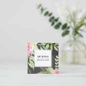 Artistieke Boho Waterverf Flowers Chalkboard Terug Vierkante Visitekaartje (Staand voorkant)