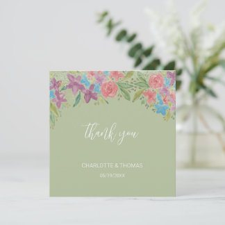 Artistieke Boho Wilde Bloemen Waterverf Handgeschi Bedankkaart