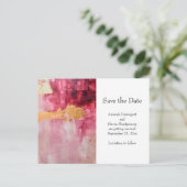 Artistieke borstel streken goud en roze bruiloft aankondigingskaart (Staand voorkant)