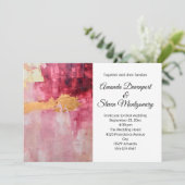 Artistieke borstel streken goud en roze bruiloft kaart (Staand voorkant)