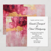 Artistieke borstel streken goud en roze bruiloft kaart (Voorkant / Achterkant)