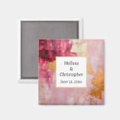 Artistieke borstel streken goud en roze bruiloft magneet (Voorkant / Achterkant)